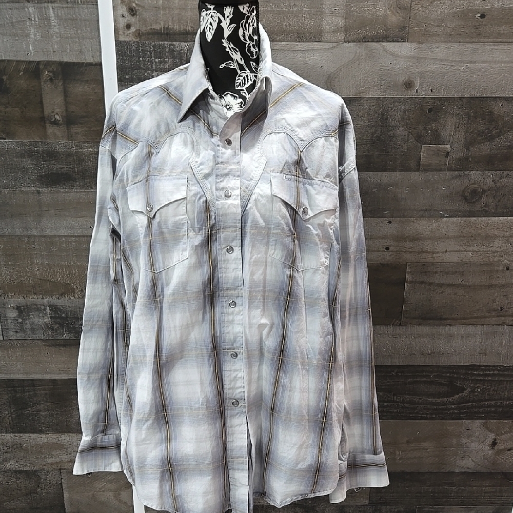 Men's Gray Plaid Shirt